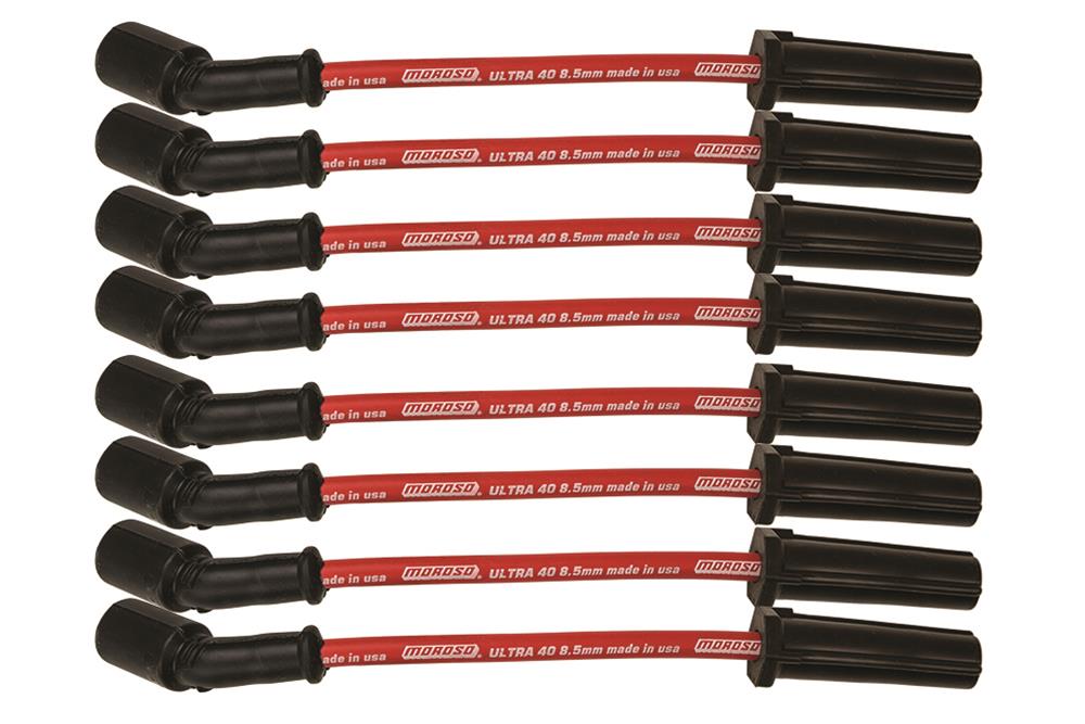 Moroso GM LS/LT 8.5mm Ultra 40 9.75in Long Wire Set w/o Alum Heatshield - Red
