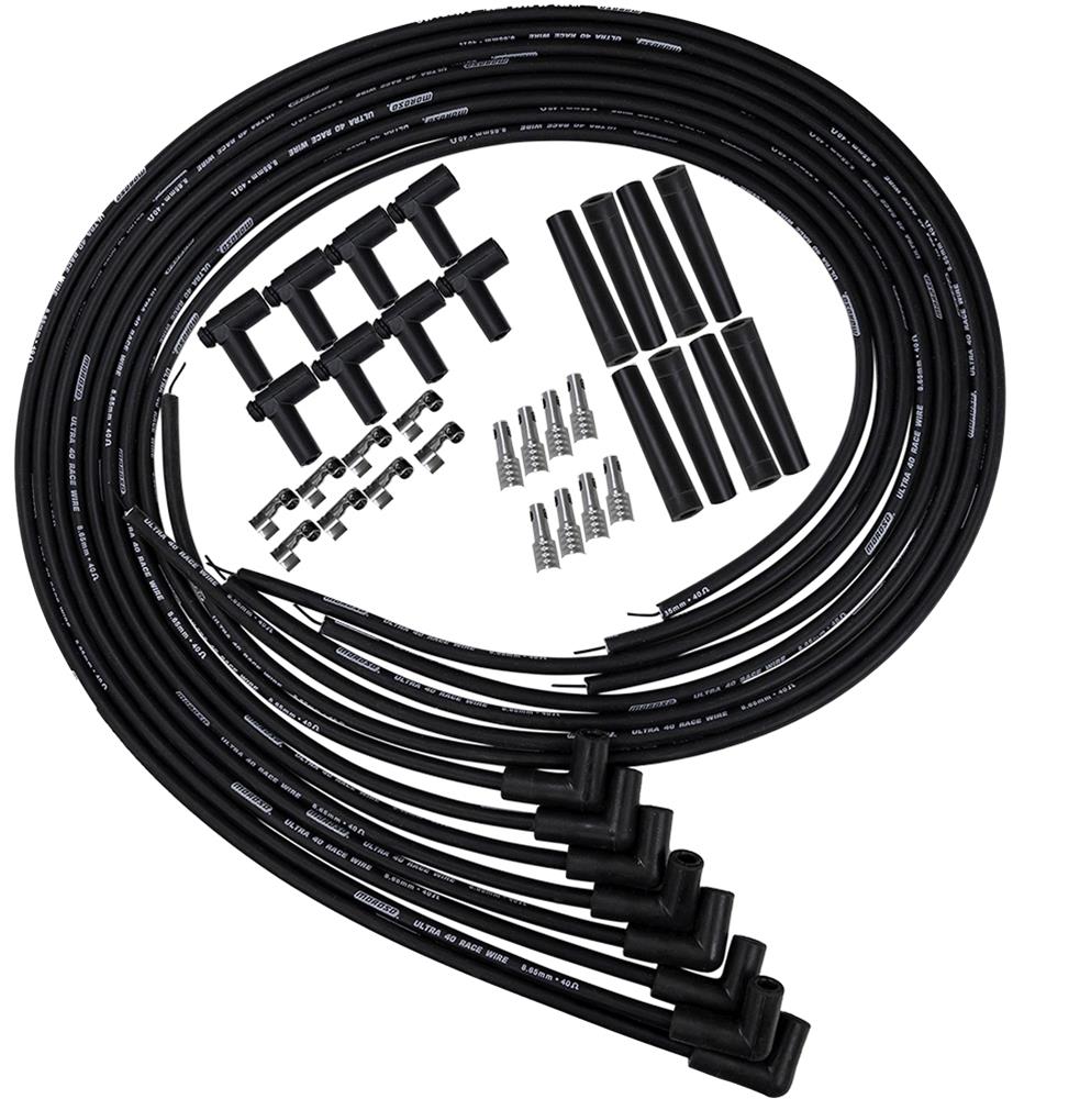 Moroso Universal 90 Degree Plug Ends Black Ultra 40 Wire Set & Coil Pack Kit