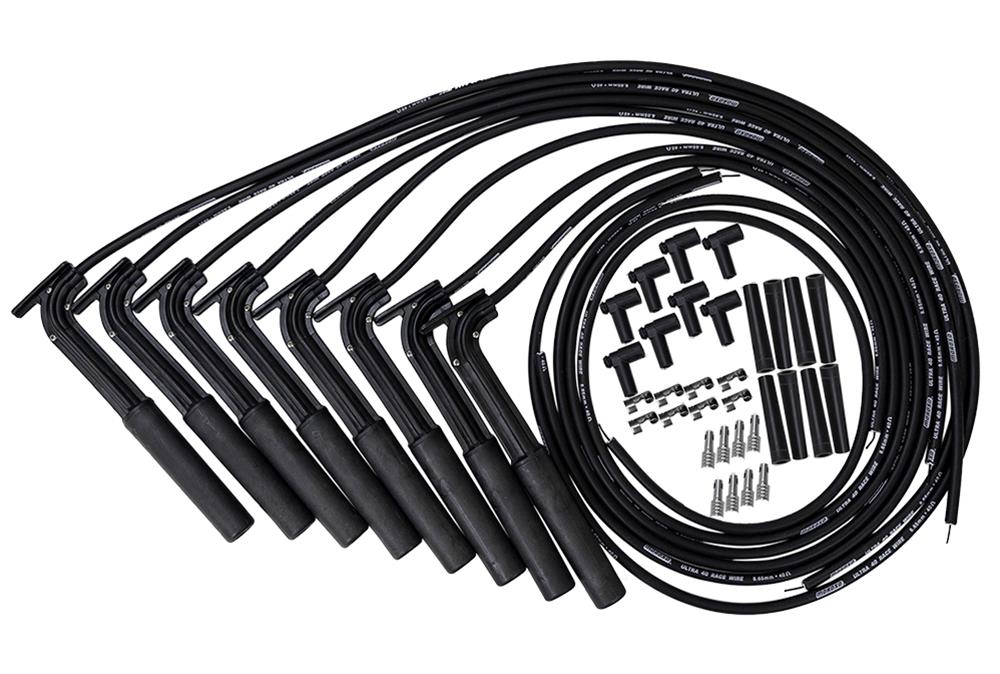 Moroso Universal Ultra 40 Long Handle Hemi Plug Ends Black Remote Coils Wire Set