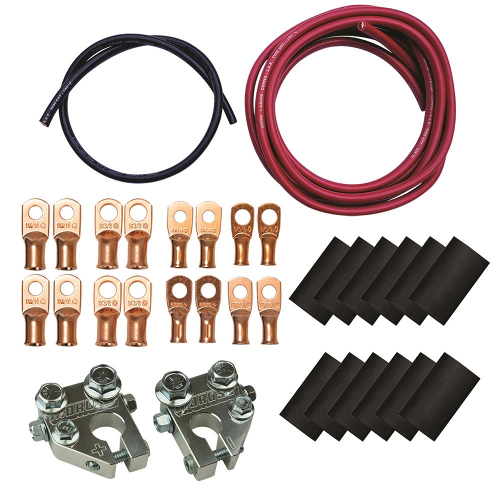 Moroso Billet Terminals Black Shrinks Remote Battery Cable Kit w/Positive & Negative Wires