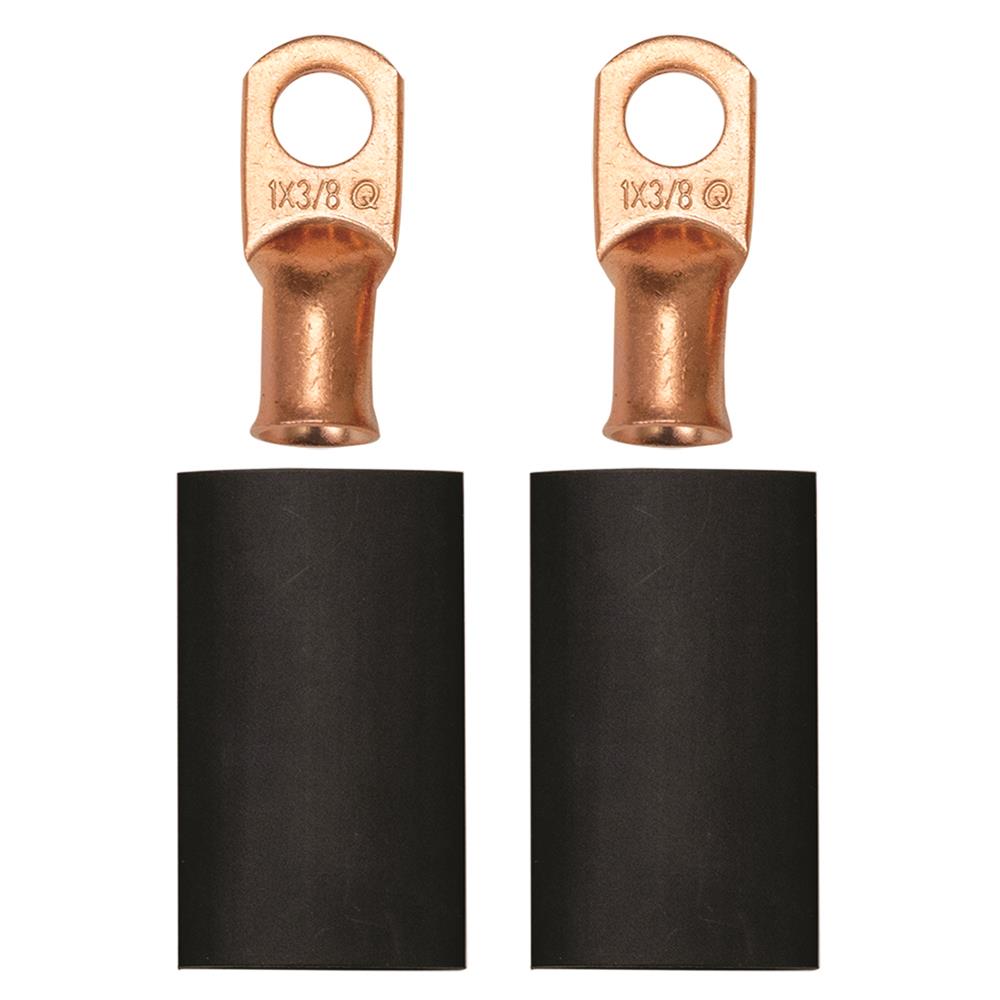 Moroso 1GA Wire 3/8in Dia Stud Crimp/Solder Battery Cable Terminal Kit (2 Pack)