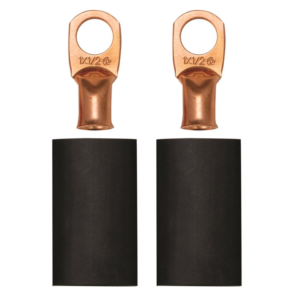 Moroso 1GA Wire 1/2in Dia Stud Crimp/Solder Battery Cable Terminal Kit (2 Pack)