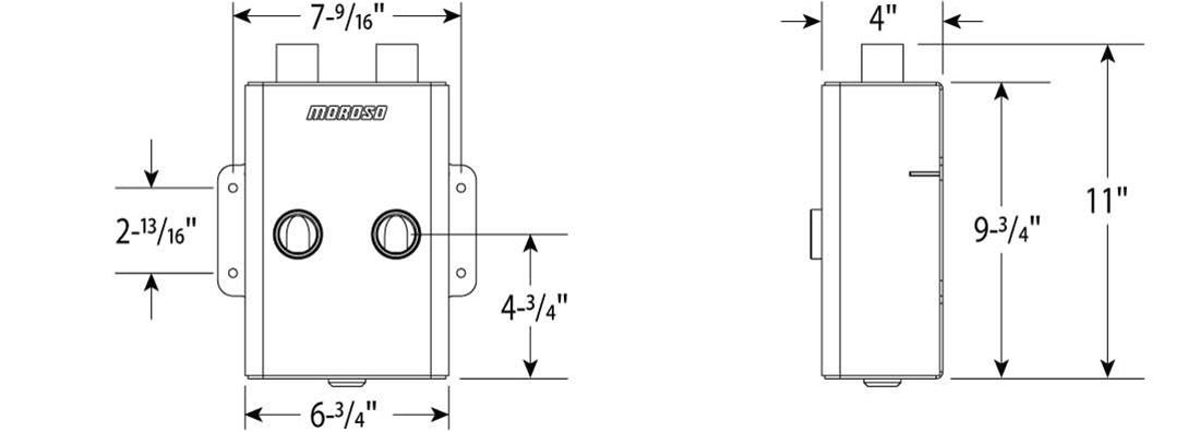 Moroso Breather Tank/Catch Can -16An Female Inlet - Forward Facing - Two Breathers - Aluminum