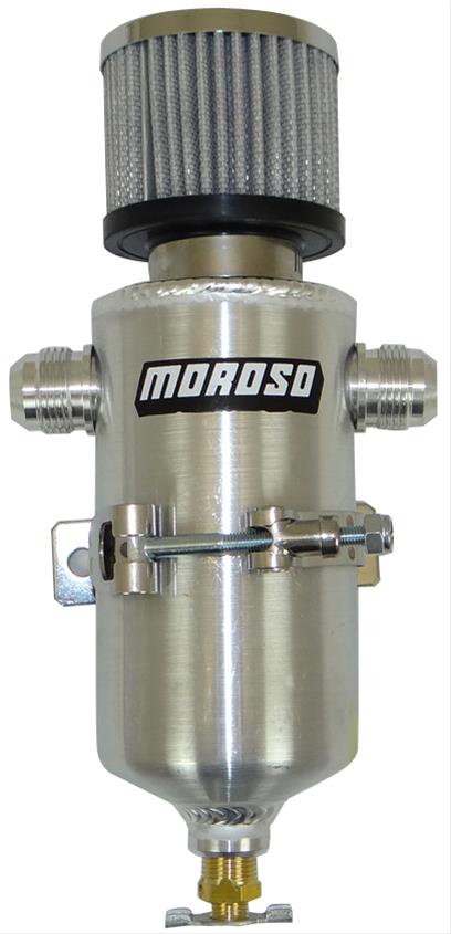 Moroso Breather Tank/Catch Can - Two -10An Male Fittings - Aluminum thumbnail 2