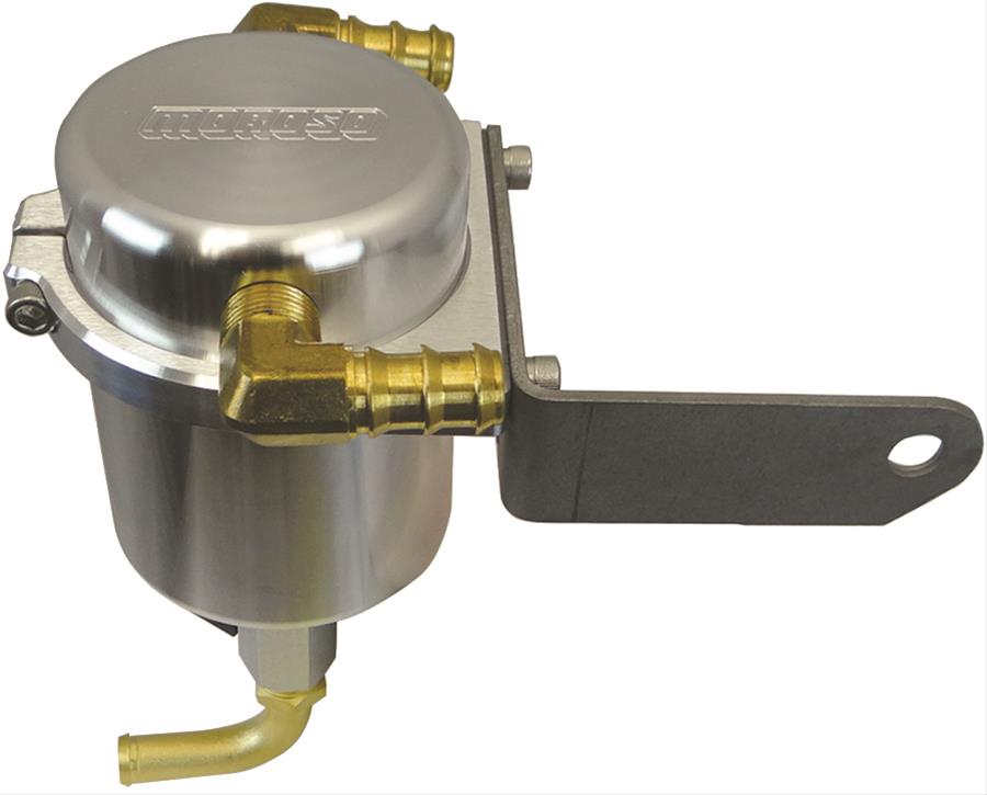 Moroso 15-Up Dodge Challenger 5.7/6.4L (w/Shaker Hood) Air/Oil Separator Catch Can - Billet Aluminum