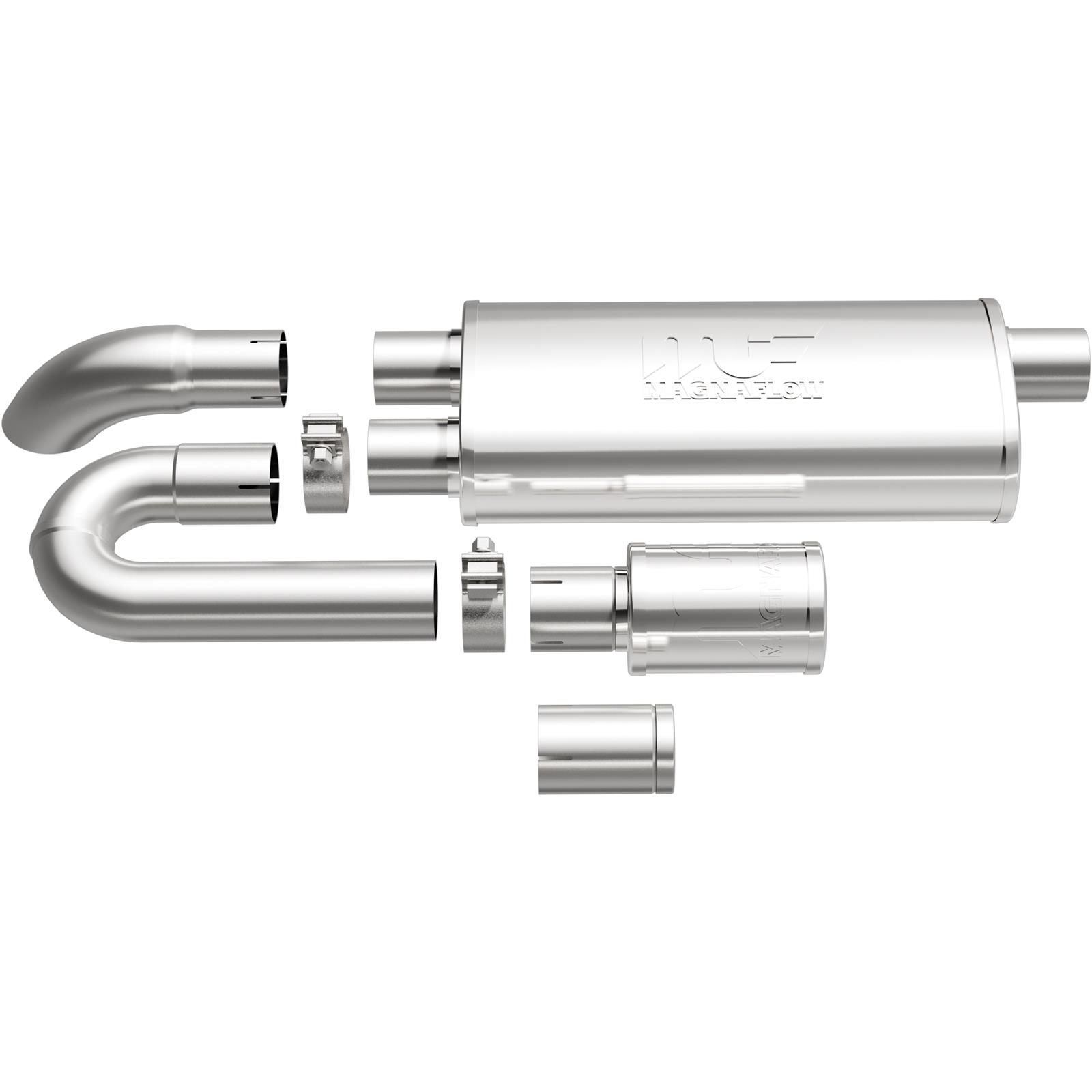 MagnaFlow xMod Series Muffler Kits 14006 Muffler, xMod, 409 Stainless Steel, Polished, Performance, NDT, Kit
