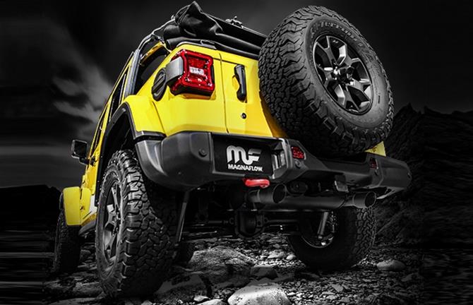 MagnaFlow 2018+ Jeep Wrangler 3.6L 409 SS Dual Split Rear Exit Black Tips Cat-Back Exhaust thumbnail 3
