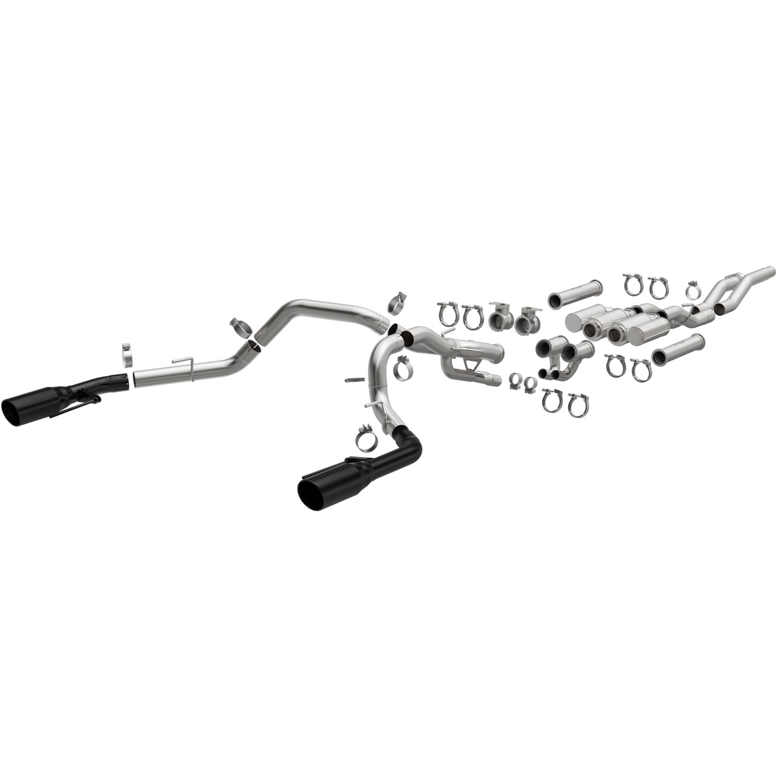 MagnaFlow xMOD Series Performance Exhaust Systems for 2021-2025 F-150 - 19651 System, Series, 3 in. Diameter, Cat-Back, Stainless Steel, Split Rear Exit, Black Tips, Ford, Kit