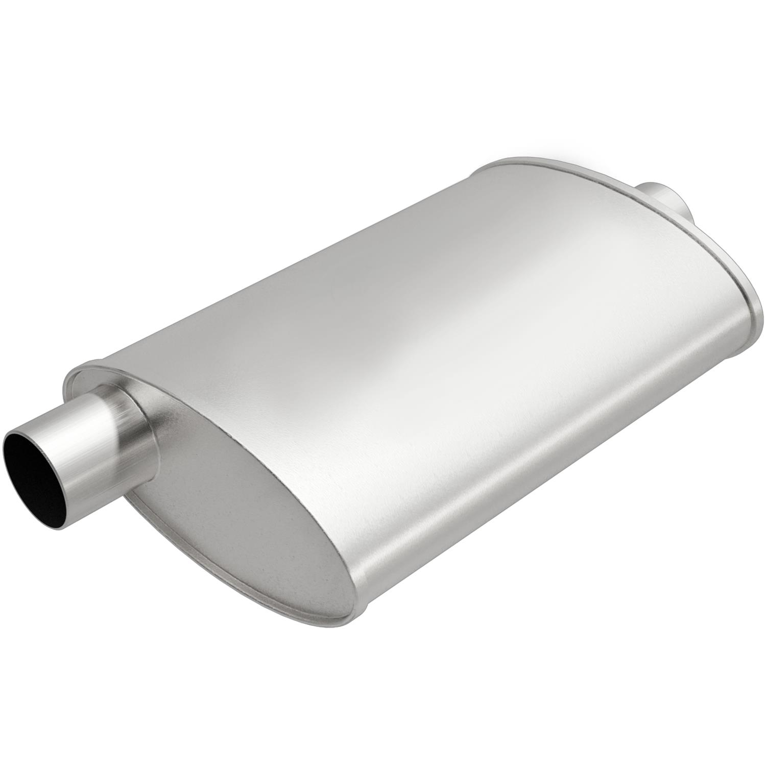 MagnaFlow Universal Steel 2 Inch Muffler 201-0075 Muffler, Universal, 2.00 in. Offset Inlet, 2.00 in. Center Outlet, Oval, Steel, Aluminized, Each