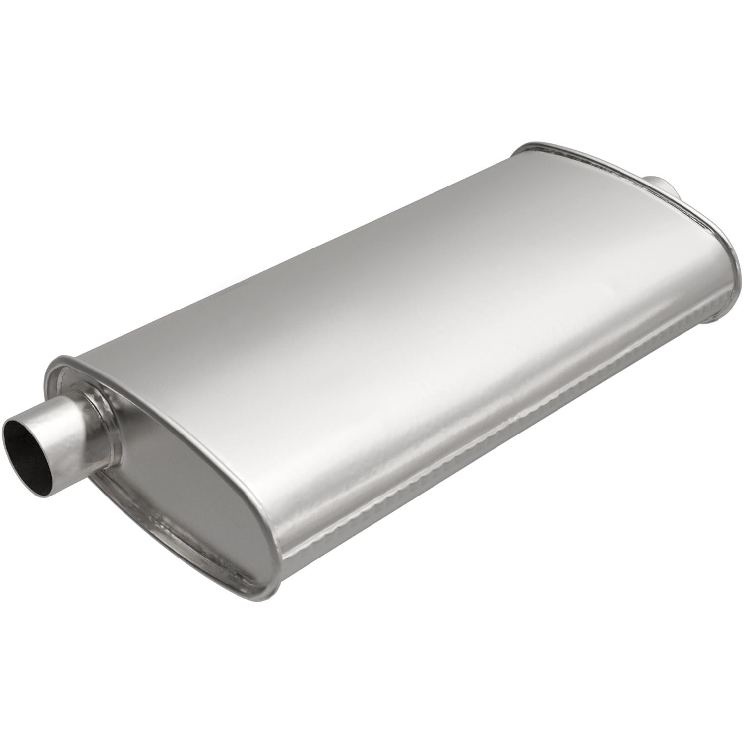 MagnaFlow Universal Steel 2 Inch Muffler 201-0257 Muffler, Universal, 2.00 in. Offset Inlet, 2.25 in. Center Outlet, Oval, Steel, Aluminized, Each
