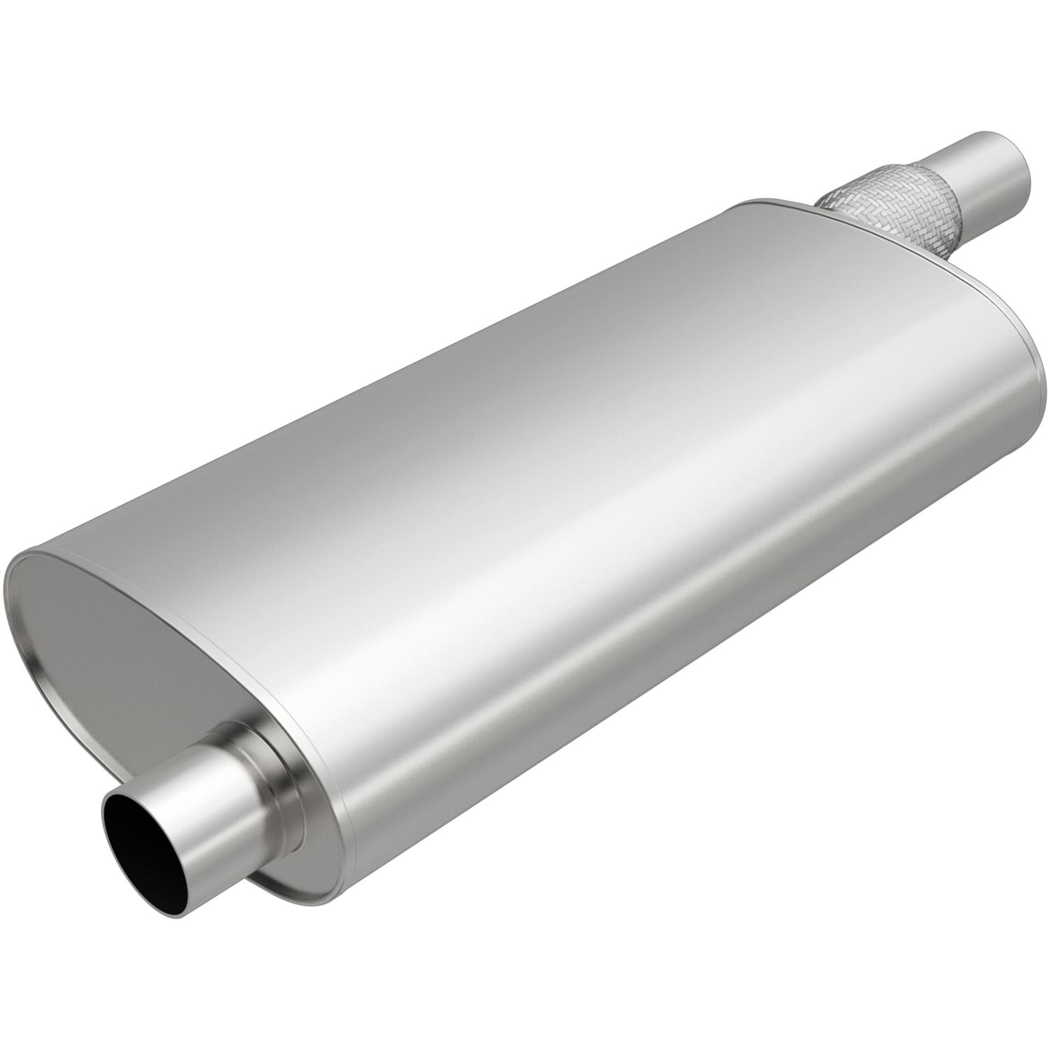 MagnaFlow Universal Steel 2.5 Inch Muffler 201-1485 Muffler, Universal, 2.50 in. Offset Inlet, 2.25 in. Offset Outlet, Oval, Steel, Aluminized, Each