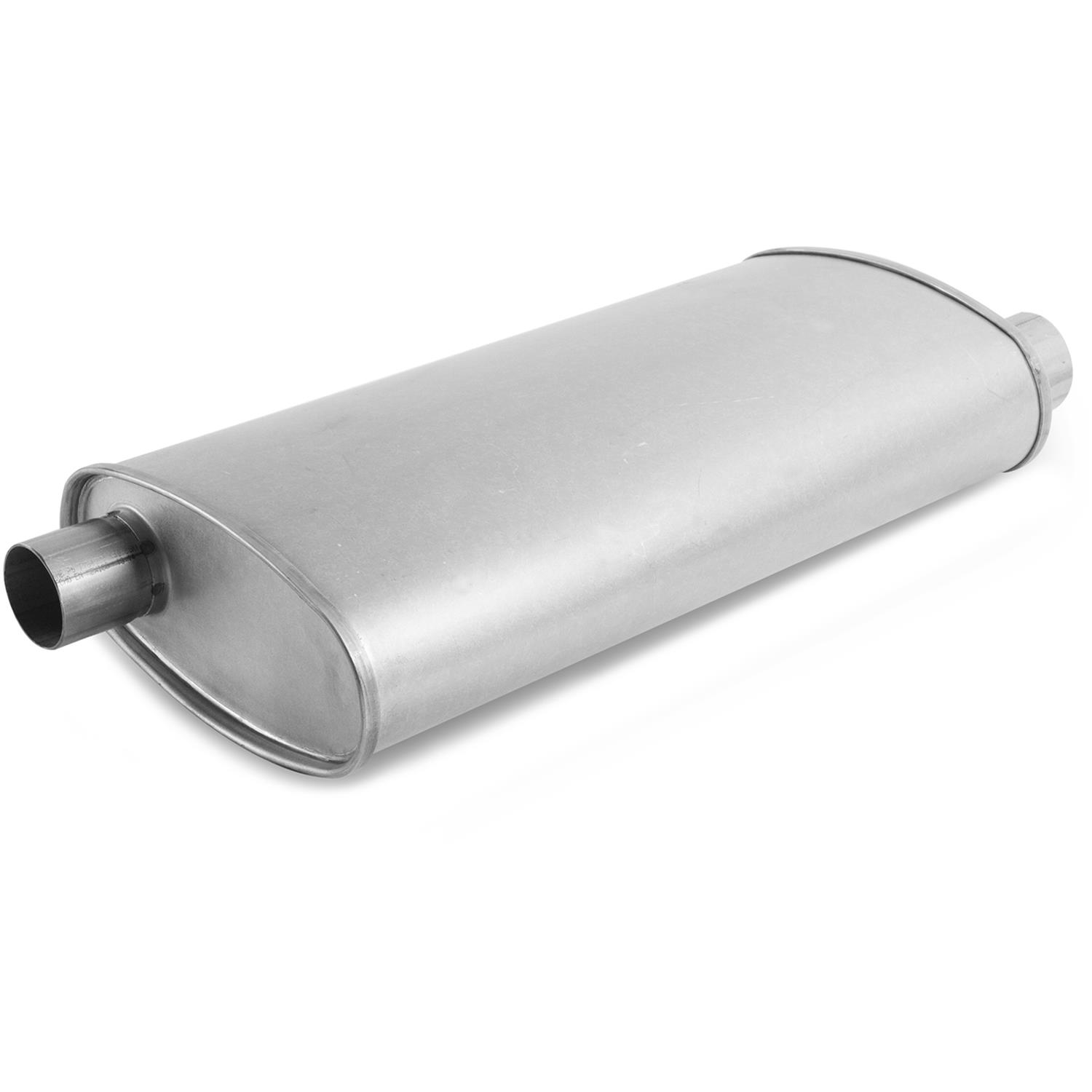 MagnaFlow Universal Steel 2.25 Inch Muffler 201-6543 Muffler, Universal, in. Offset Inlet, 2.00 in. Offset Outlet, Oval, Steel, Aluminized, Each