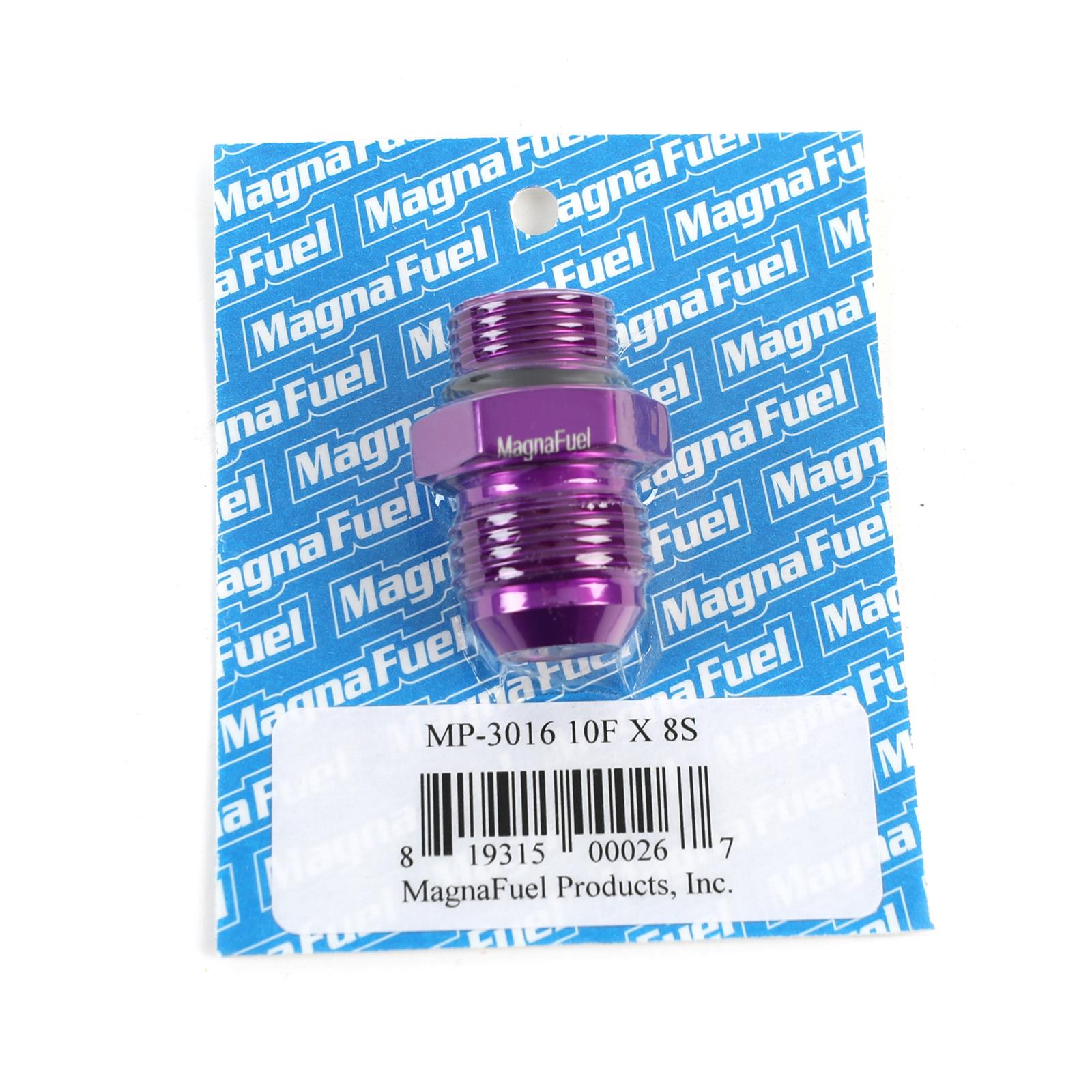 MagnaFuel AN Flare-to-Straight Adapters MP-3016 Fitting, Adapter, to Straight Cut, Straight, Aluminum, Purple Anodized, -10 AN, -8 AN, Each