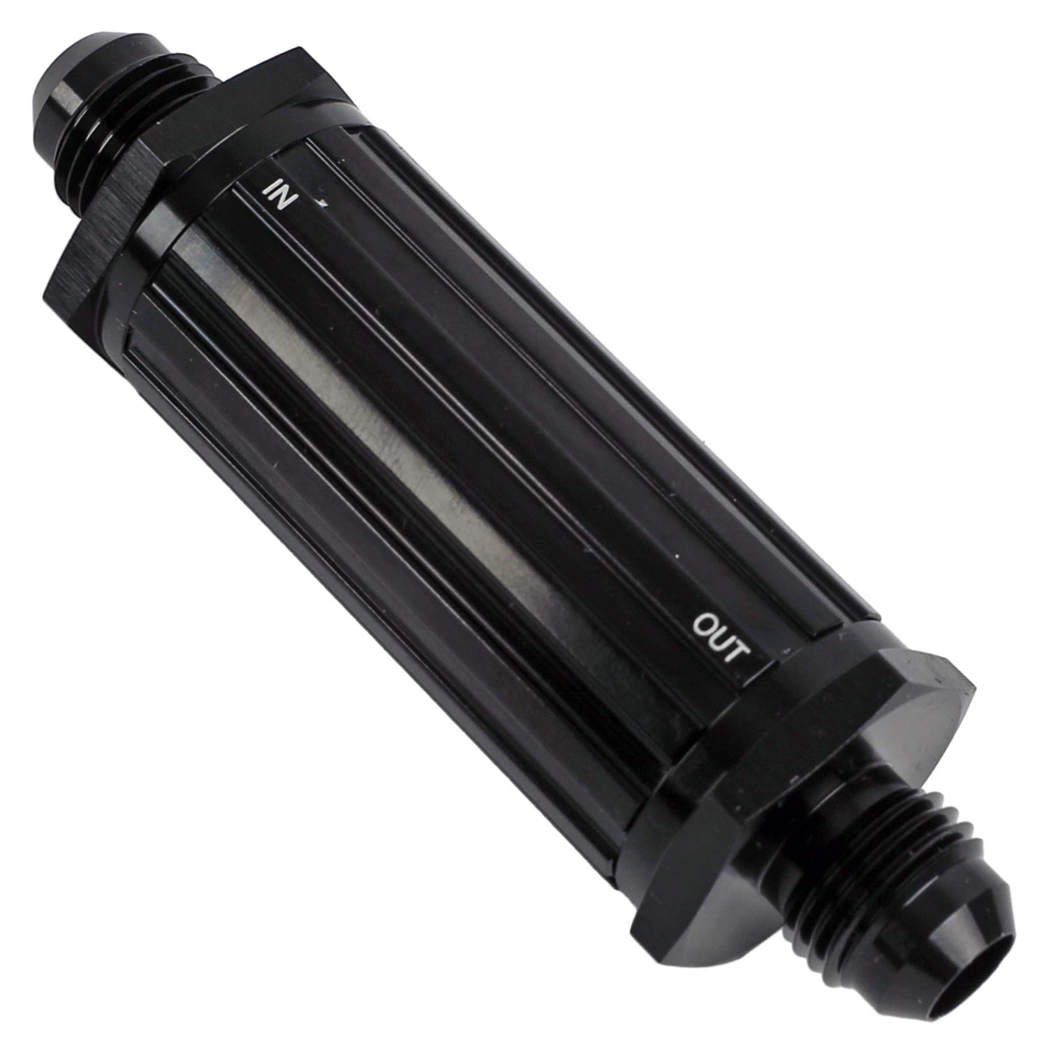 Mr. Gasket Billet 30 Microns Fuel Filter with -6 AN Inlet Size 2006-BL Filter, Inline Mount, Aluminum, Black, Microns, Inlet/Outlet, Each