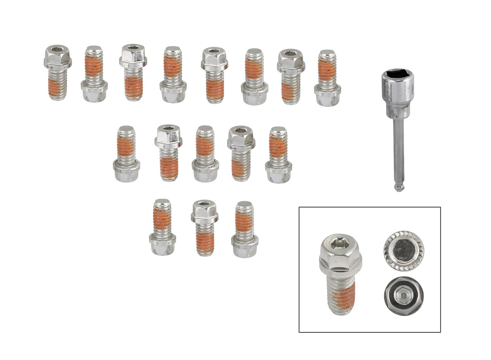 Mr. Gasket HEADLOCK Locking Header Bolts 2231G Fasteners, Bolts, Internal Allen/Hex Head, Stainless Steel, Chevy, Ford, Set of 16