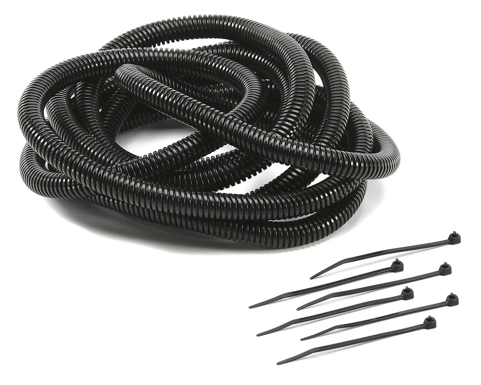 Mr. Gasket Flexible Tubing and Tie Strap Kits 4505 Convoluted Tubing, Flex Wire Cover/Tie, 0.375 in. x 8 ft., Black, Kit
