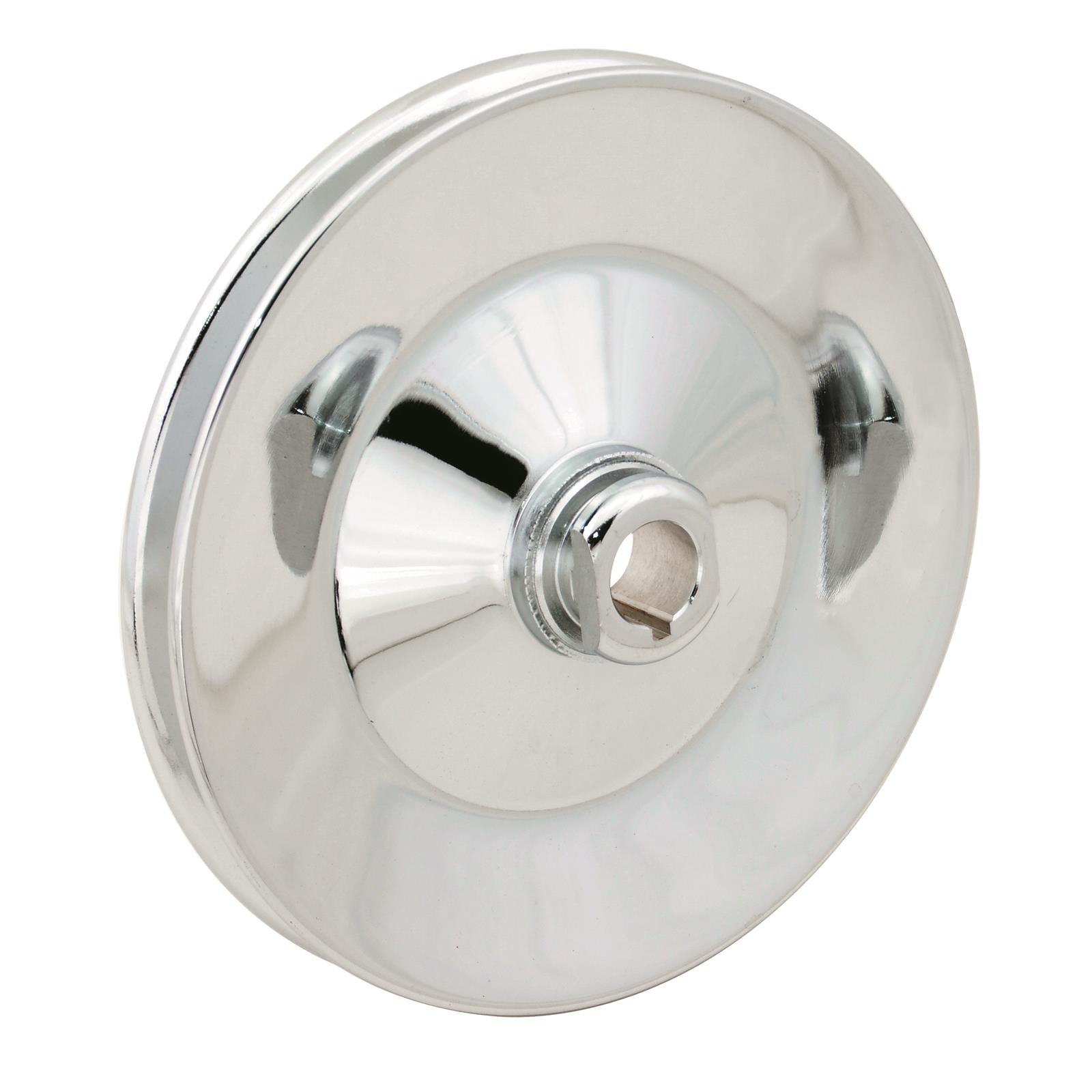 Mr. Gasket Chrome Power Steering Pulleys 4948G Pulley, steering, Steel, Chrome, 1-Groove, V-Belt, 5.75 in. Diameter, .625 in. Bore, Keyway, Chevy