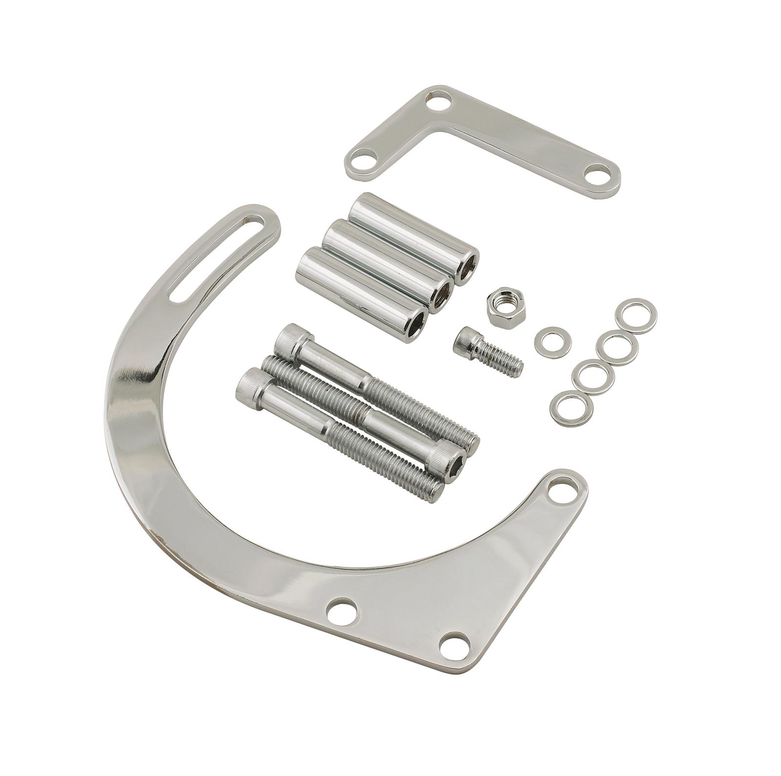 Mr. Gasket Alternator Brackets 5179 Bracket, Steel, Chrome, Front Cover Mount, Short Water Pump, Chevy Small Block, Kit
