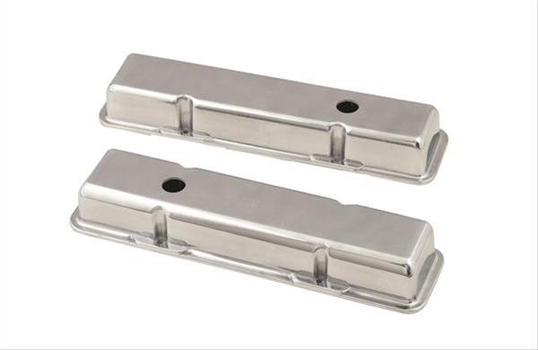 Mr. Gasket Diecast Aluminum Valve Covers 6850 Covers, Stock Height, Cast Aluminum, Polished, Plain, Chevy, Small Block, Pair