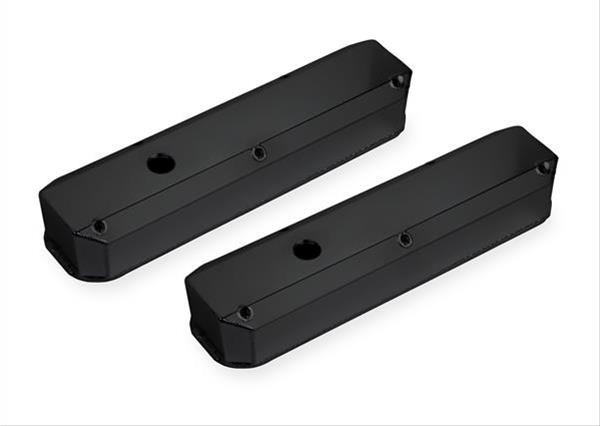 Mr. Gasket Aluminum Valve Covers 6861BG Covers, Perimeter Bolt, Stock Height, Fabricated Aluminum, Black Powdercoated, Baffled, Chrysler, Dodge, Plymouth, Small Block, Pair