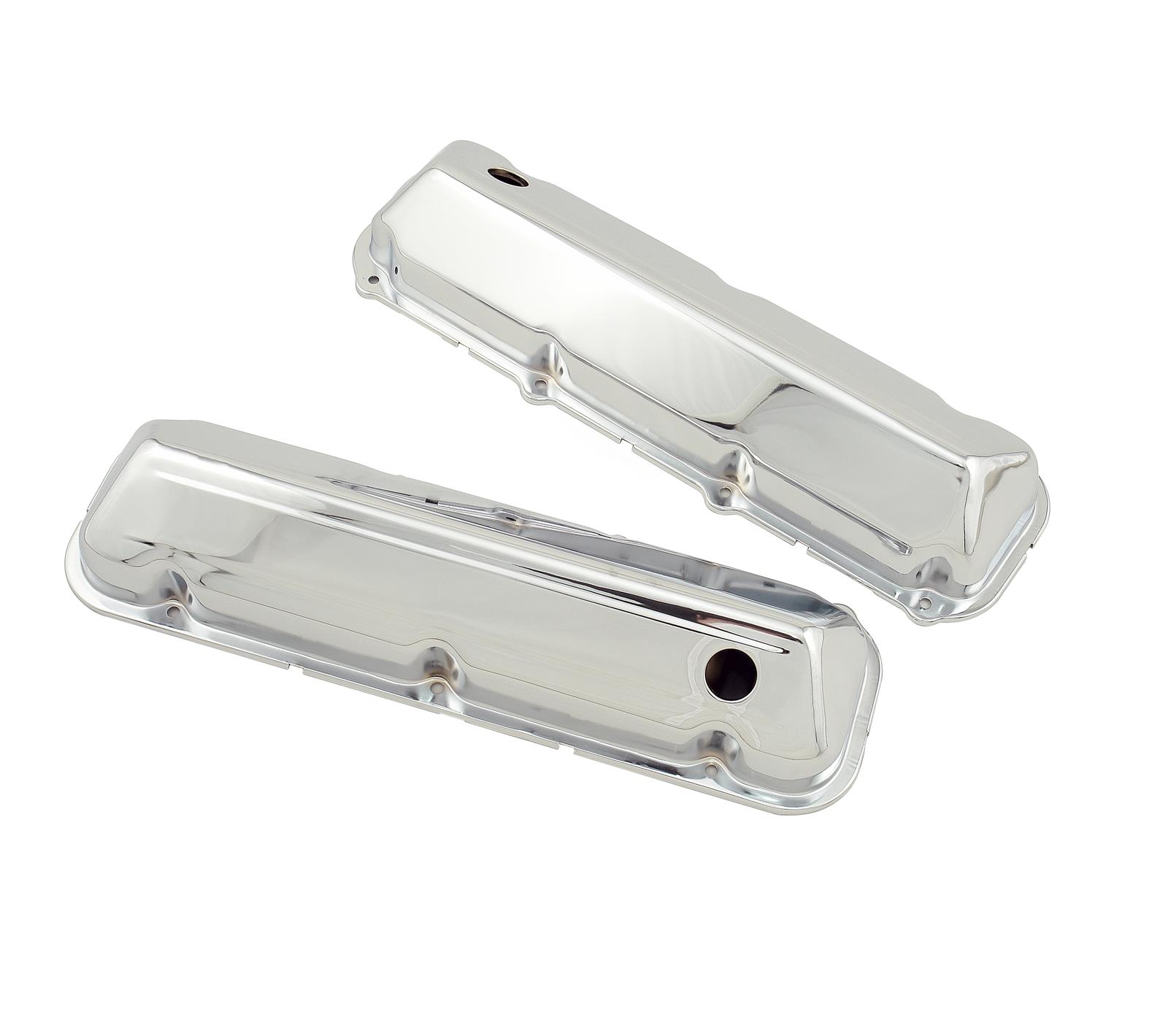 Mr. Gasket Chrome Valve Covers 9413 Covers, Stock Height, Steel, Chrome, Plain, Ford, Big Block, Pair