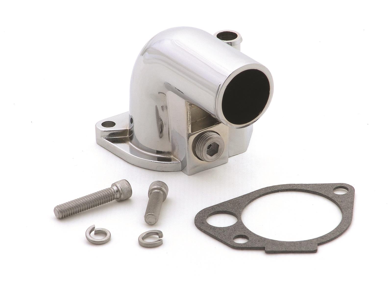 Mr. Gasket Water Necks 9713 Neck, Steel, Chrome Plated, 90 Degree, Ford, Small Block Windsor, Each