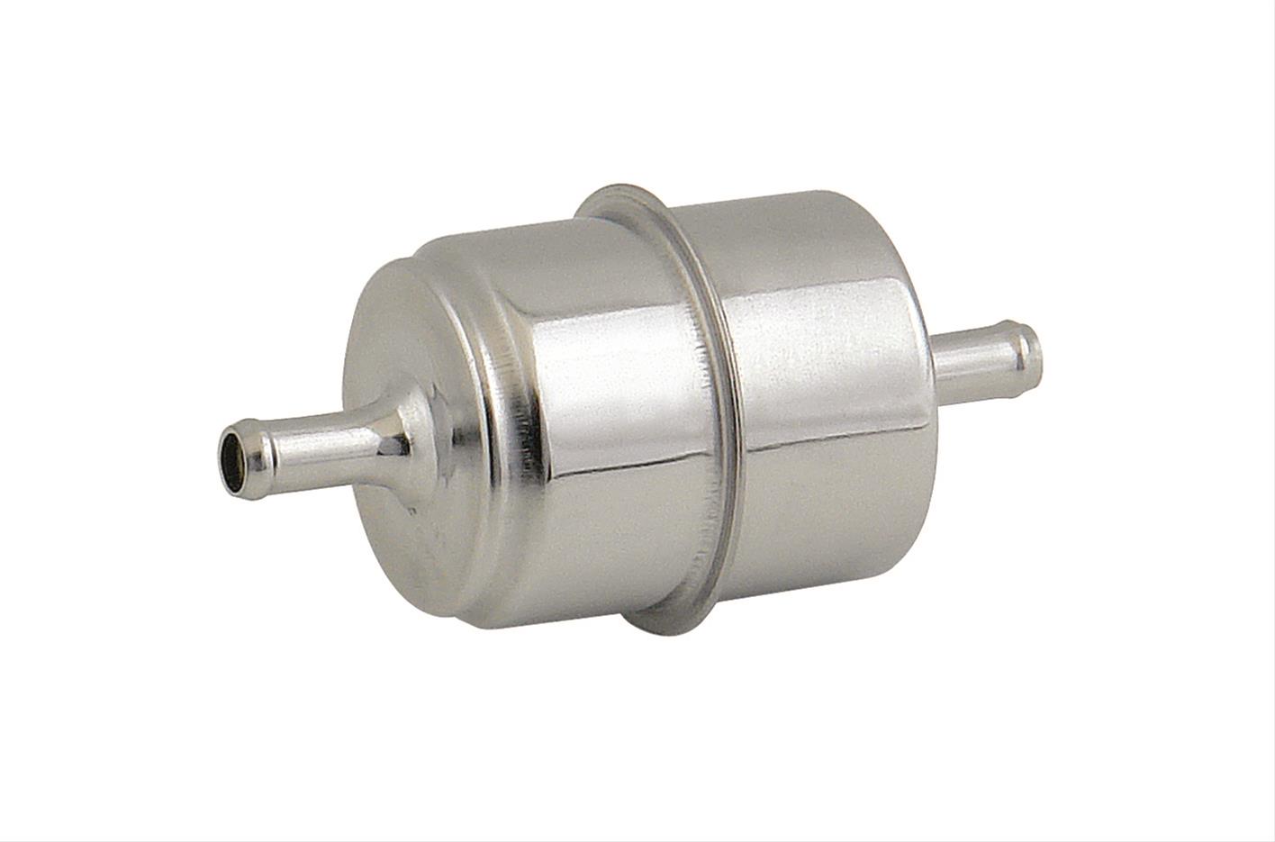 Mr. Gasket Chrome Canister 40 Microns Fuel Filter with 0.313 in. Inlet Size 9745 Filter; Plated Filter; 0.3125 ID Hose, Each