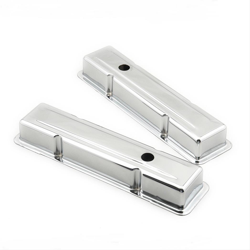 Mr. Gasket Chrome Valve Covers 9800 Covers, Stock Height, Steel, Chrome, Plain, Chevy, Small Block, Pair thumbnail 2