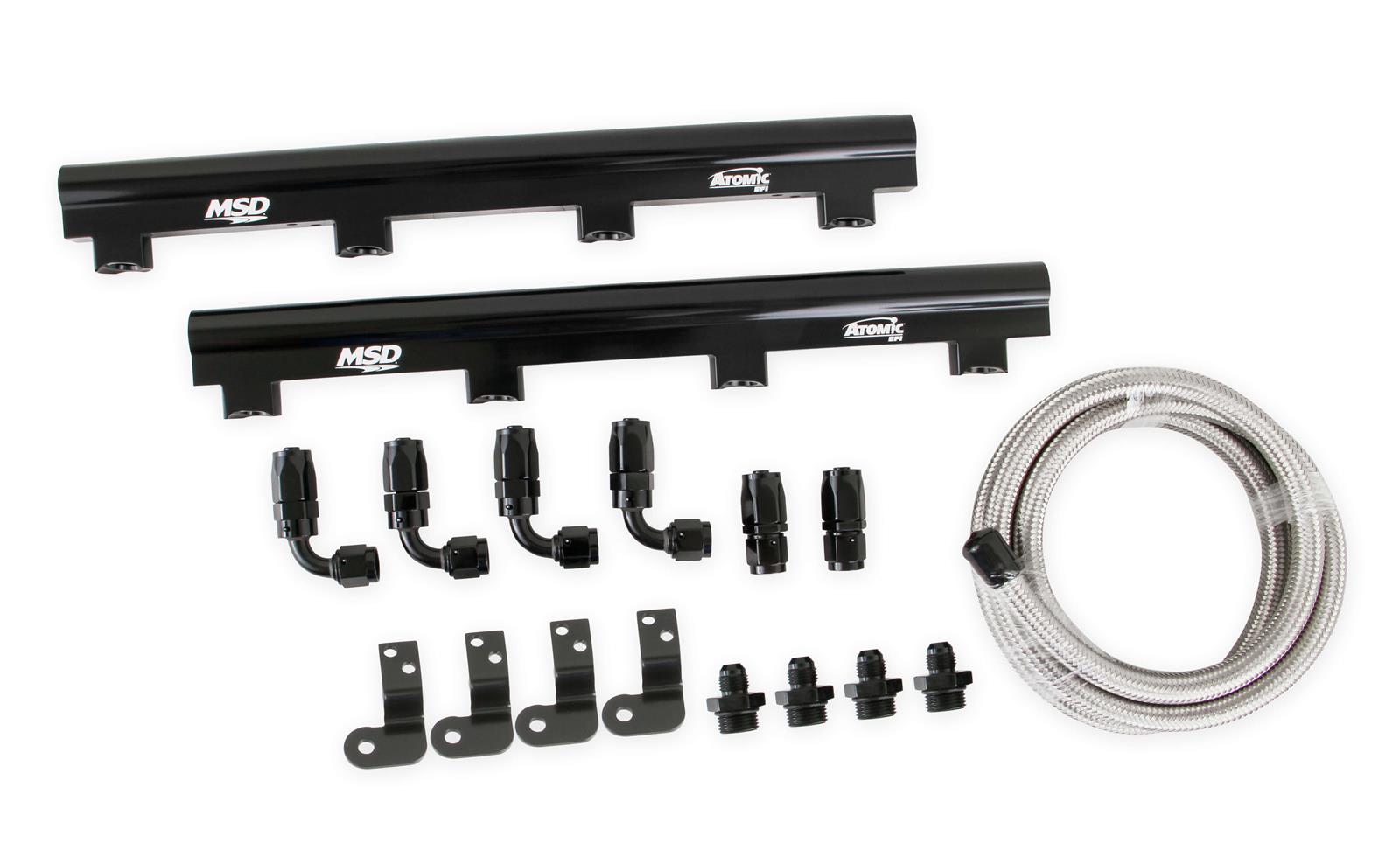 MSD Atomic EFI Billet Fuel Rails 2723 Rails, EFI, Aluminum, Black Anodized, Plumbing Kit, for use with LS7 AirForce Manifold, Kit thumbnail 5