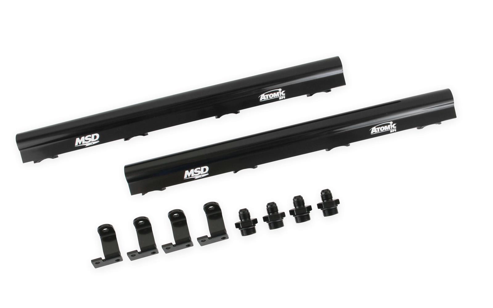 MSD Atomic EFI Billet Fuel Rails 2724 Rails, EFI, Aluminum, Black Anodized, for use with LT1 AirForce Manifold, Kit thumbnail 3