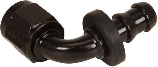 MSD Push-Lock Hose Fittings 2935 End, 6AN Fitting, 90 Degree, Socketless, Black, Each