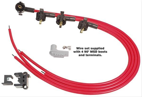 MSD 8.5mm Super Conductor Spark Plug Wire Sets 31689 Wires, Conductor, 8.5mm, Red, Universal, 4-Cylinder, Set