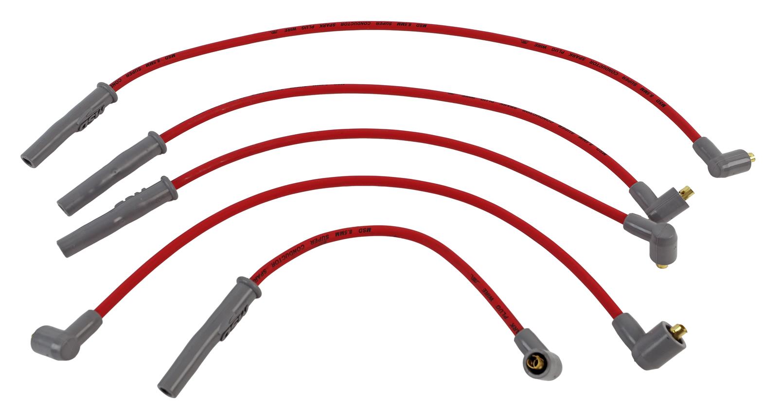 MSD 8.5mm Super Conductor Spark Plug Wire Sets 31949 Wires, Conductor, Spiral Core, 8.5mm, Red, Stock Boots, Toyota, 2.2/2.4L, Set
