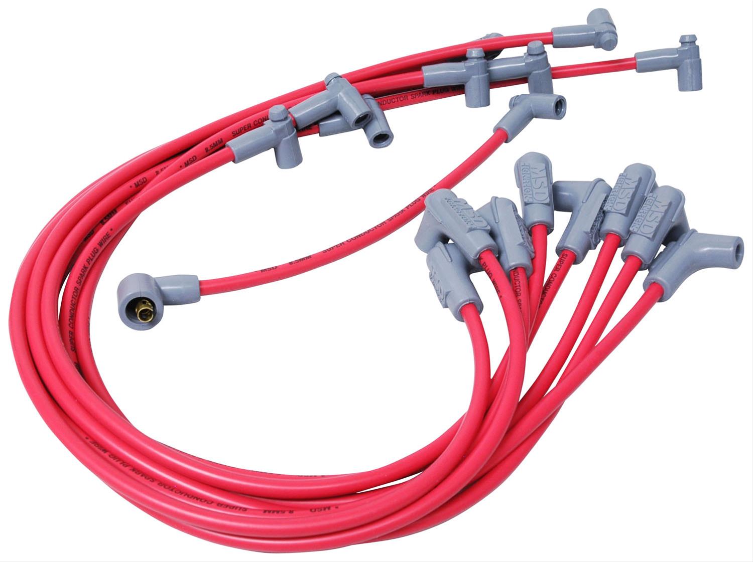 RED  8.5mm Silicone Universal 90 Degree Spark Plug Wire Set 8 Cyl Sprial Core
