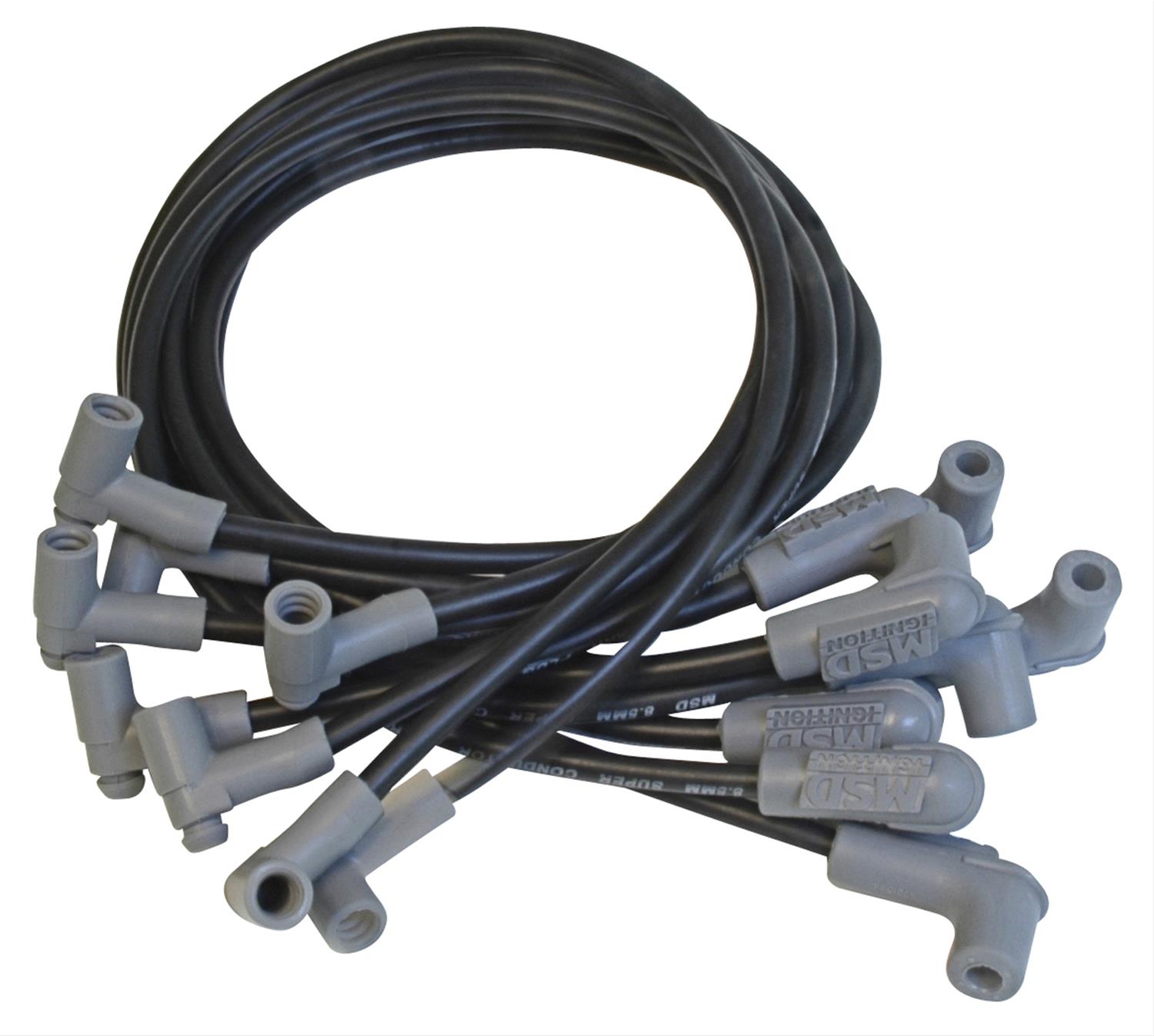 MSD 8.5mm Super Conductor Spark Plug Wire Sets 35653 Wires, Conductor, Spiral Core, 8.5mm, Black, 90 Degree Boots, Chevy, V8, Set