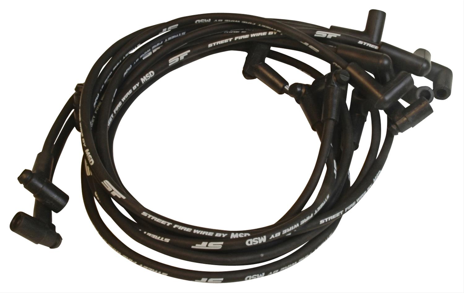 MSD Street Fire Spark Plug Wire Sets 5563 Wires, Fire, 8.0mm, Black, 90 Degree Boots, Chevy, 5.7L, Set
