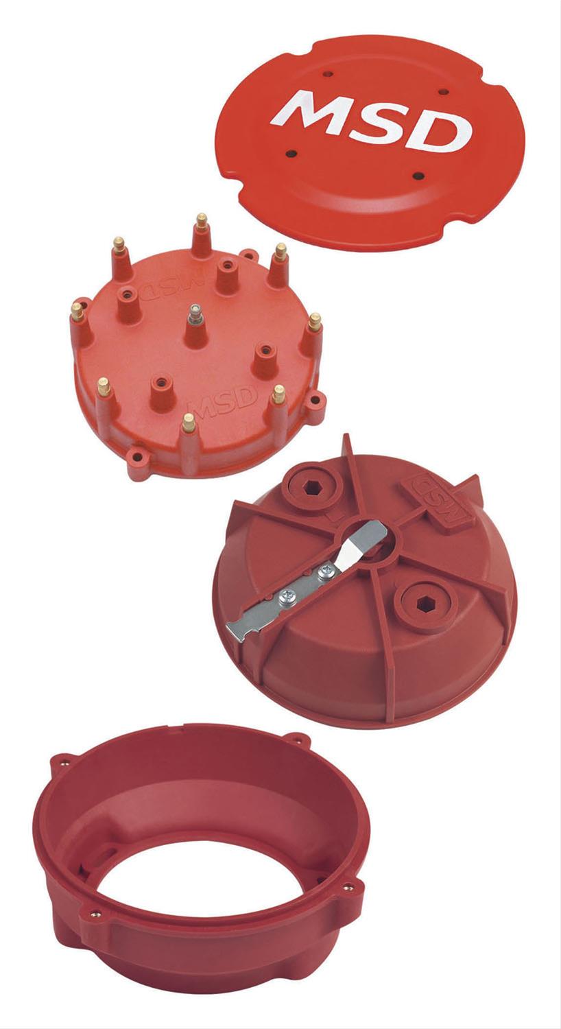 MSD Cap-A-Dapts 7445 Cap and Rotor, Red, Male/HEI, Stainless Steel Terminals, Clamp-Down, Pro-Billet, V8, Kit thumbnail 5