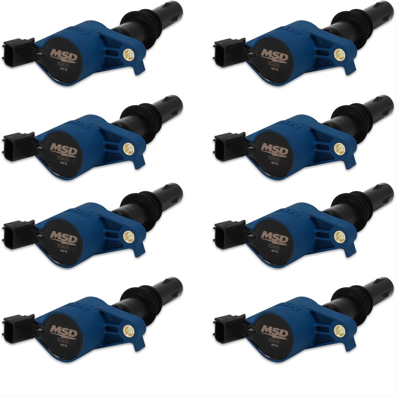 MSD Direct Replacement Ignition Coil Packs 824385 Coils, Replacement, Pack, Epoxy, Blue, Ford, Lincoln, 4.6L/5.4L, SOHC, 3V, Set of 8