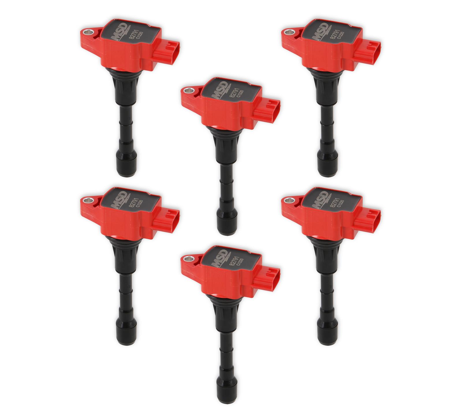 MSD Blaster OEM Replacement Coils 827916 Ignition Coils, Blaster, Coil Pack, Epoxy, Red, Infiniti, Nissan, Set of 6