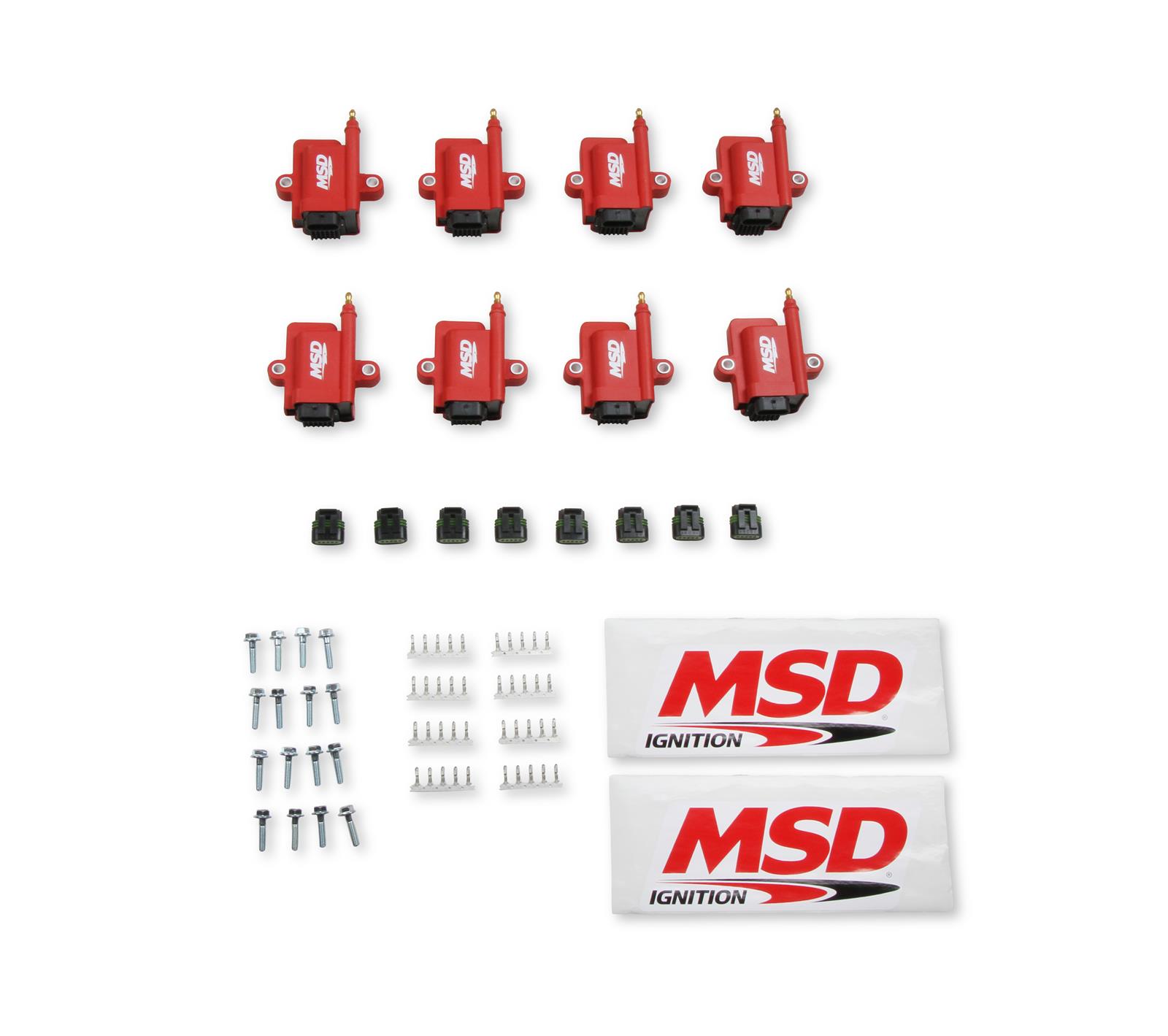 MSD Smart Coils 8289-8 Ignition Coil, IGN-1A Style, Coil, Coil Pack, Epoxy, Female/Socket, Red, Square, Set of 8