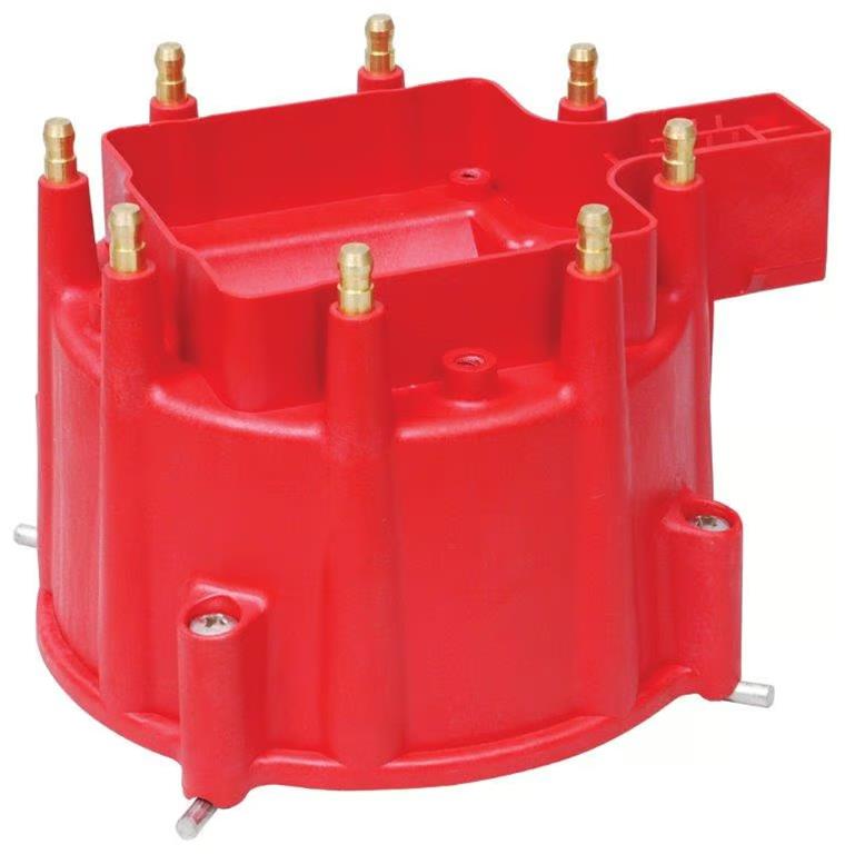 MSD Replacement Distributor Caps 8411 Cap, Male/HEI-Style, Red, Clamp-Down, GM, V8, Each