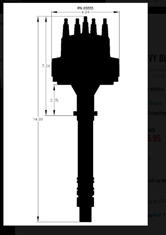 MSD Pro-Billet Distributors 85555 Distributor, Pro-Billet, Magnetic Trigger, Mechanical Advance, Black Cap, Black Housing, Chevy, Big/Small Block, Each thumbnail 2