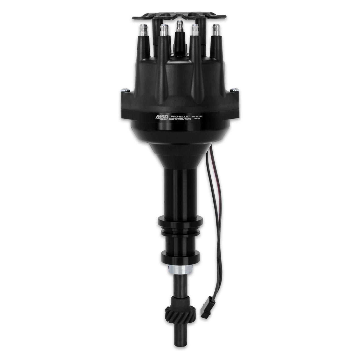 MSD Pro-Billet Distributors 857831 Distributor, Pro-Billet, Magnetic Trigger, Mechanical Advance, Black Cap, Steel Distributor Gear, Billet Aluminum Body, Black, Ford, 351W, Each