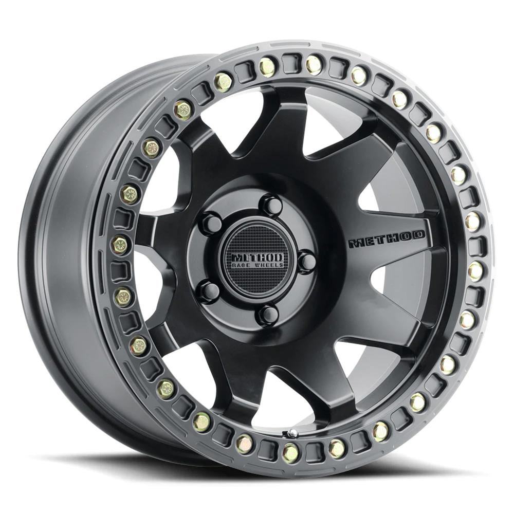 Method Race Wheels MR108 Beadlock Matte Black 17x9 Wheel, Beadlock, Aluminum, Black, 17 in. x 9.00 in., 8 x 6.5 in. Bolt Circle, 3.500 in. Backspace, Each