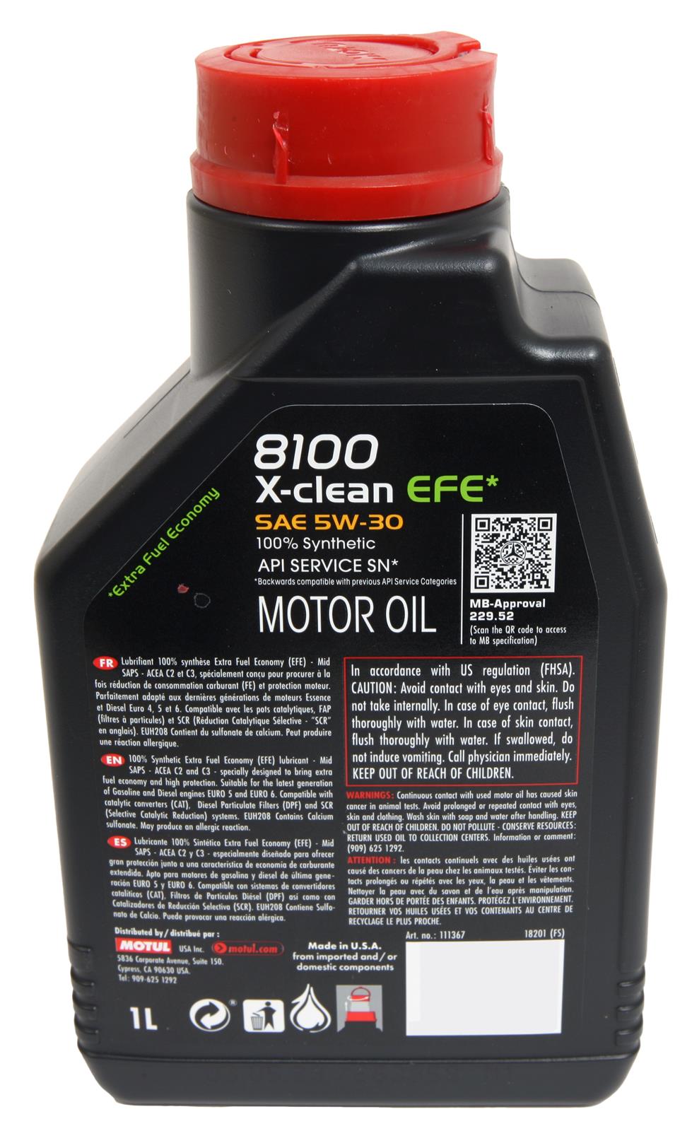MOTUL 111367 Motul 8100 X-Clean EFE Motor Oil | Summit Racing