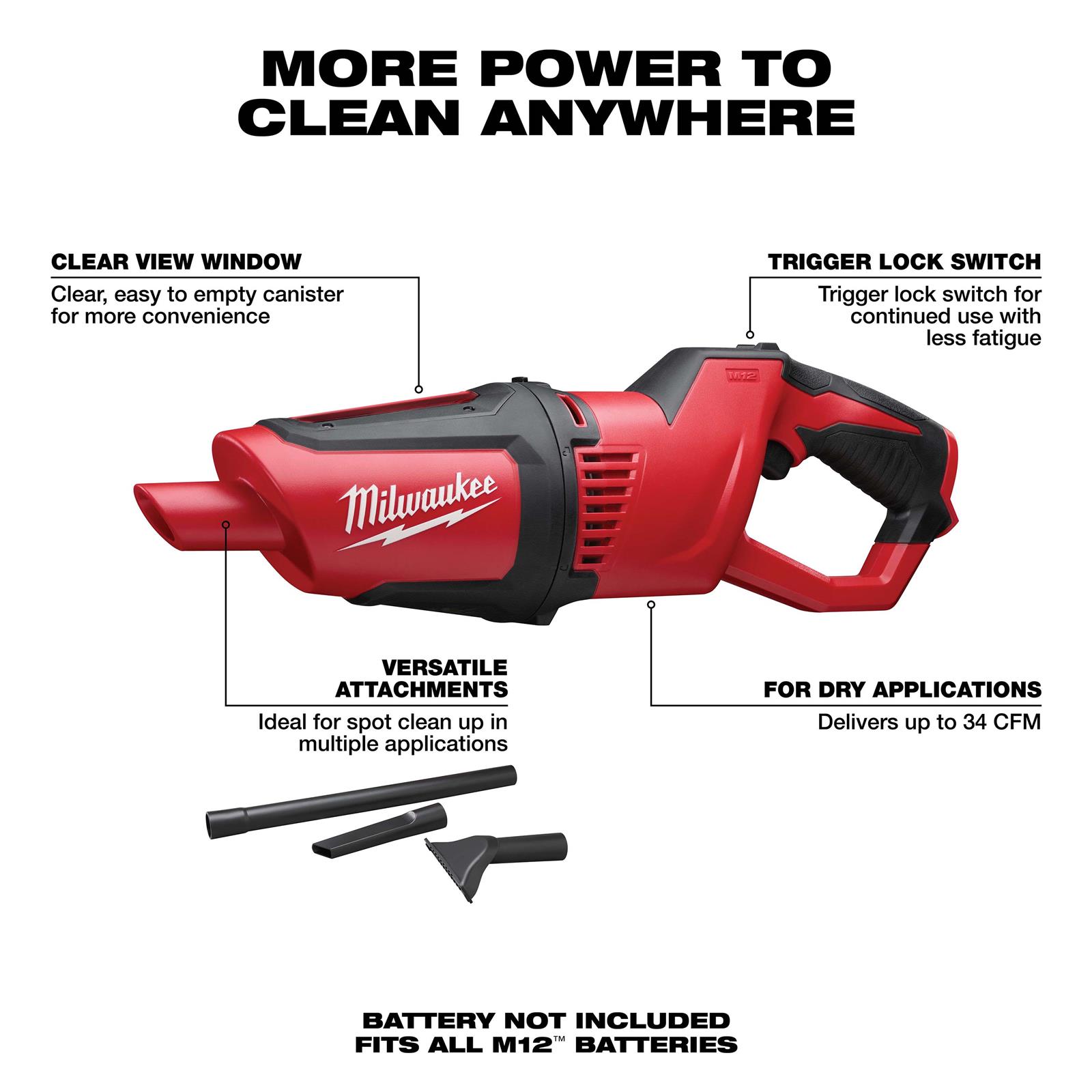 Milwaukee Tool 085020 Milwaukee M12 Compact Vacuum Cleaners Summit