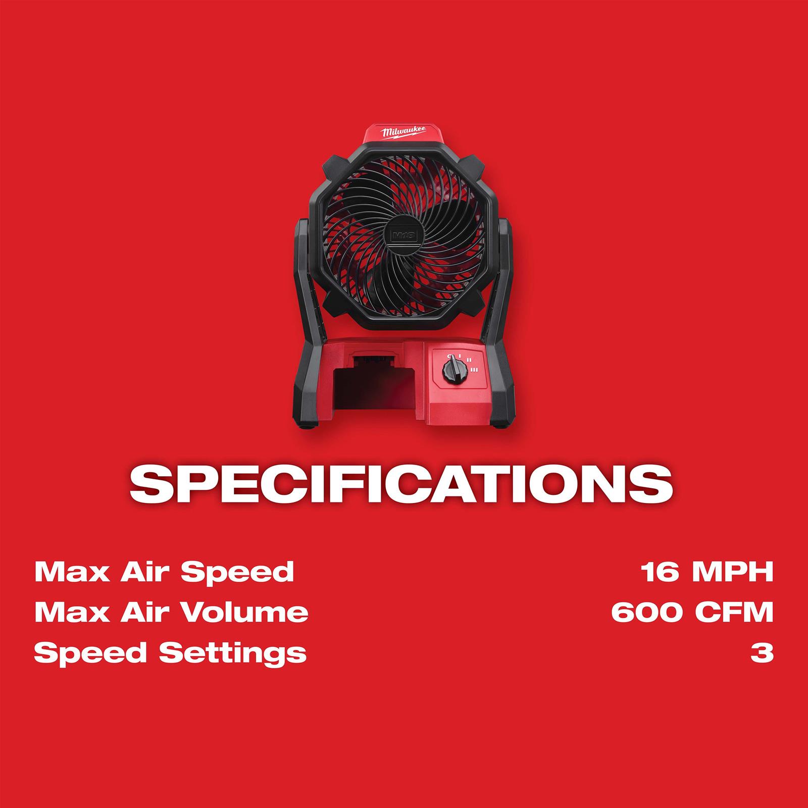 Milwaukee Tool 0886-20 Milwaukee M18 Jobsite Fans | Summit Racing