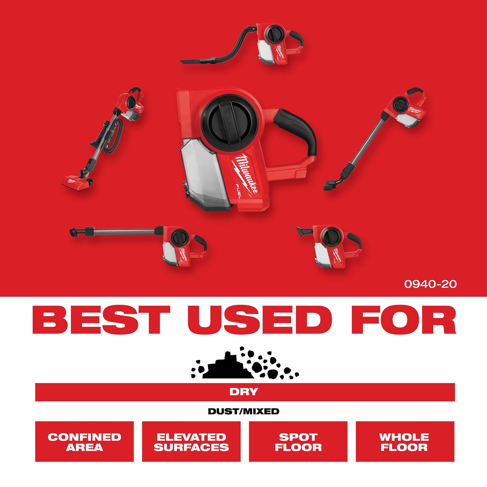Milwaukee Tool 0940-20 Milwaukee M18 FUEL Compact Vacuum Cleaners