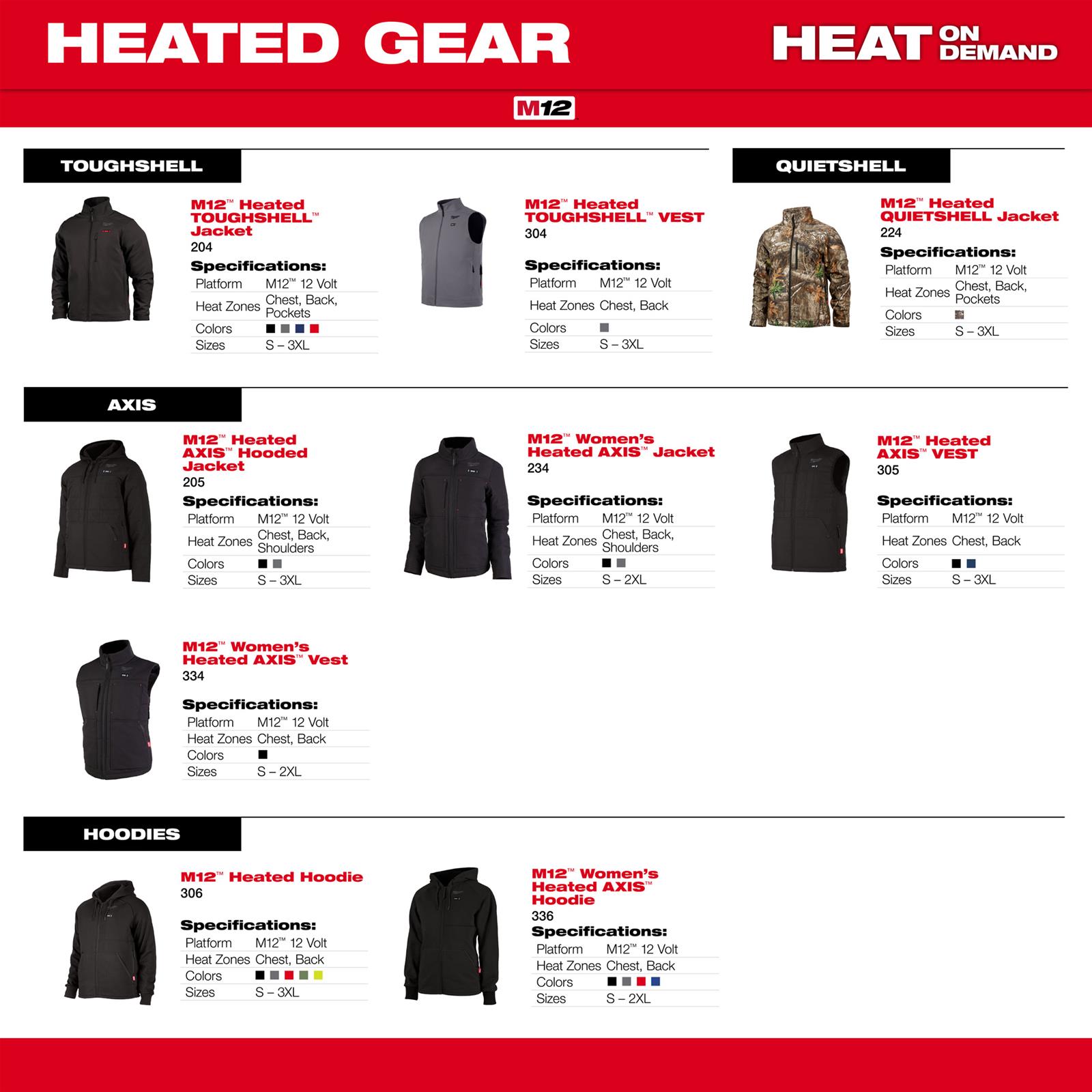 Milwaukee Tool 205B-212X Milwaukee M12 Heated AXIS Hooded Jackets