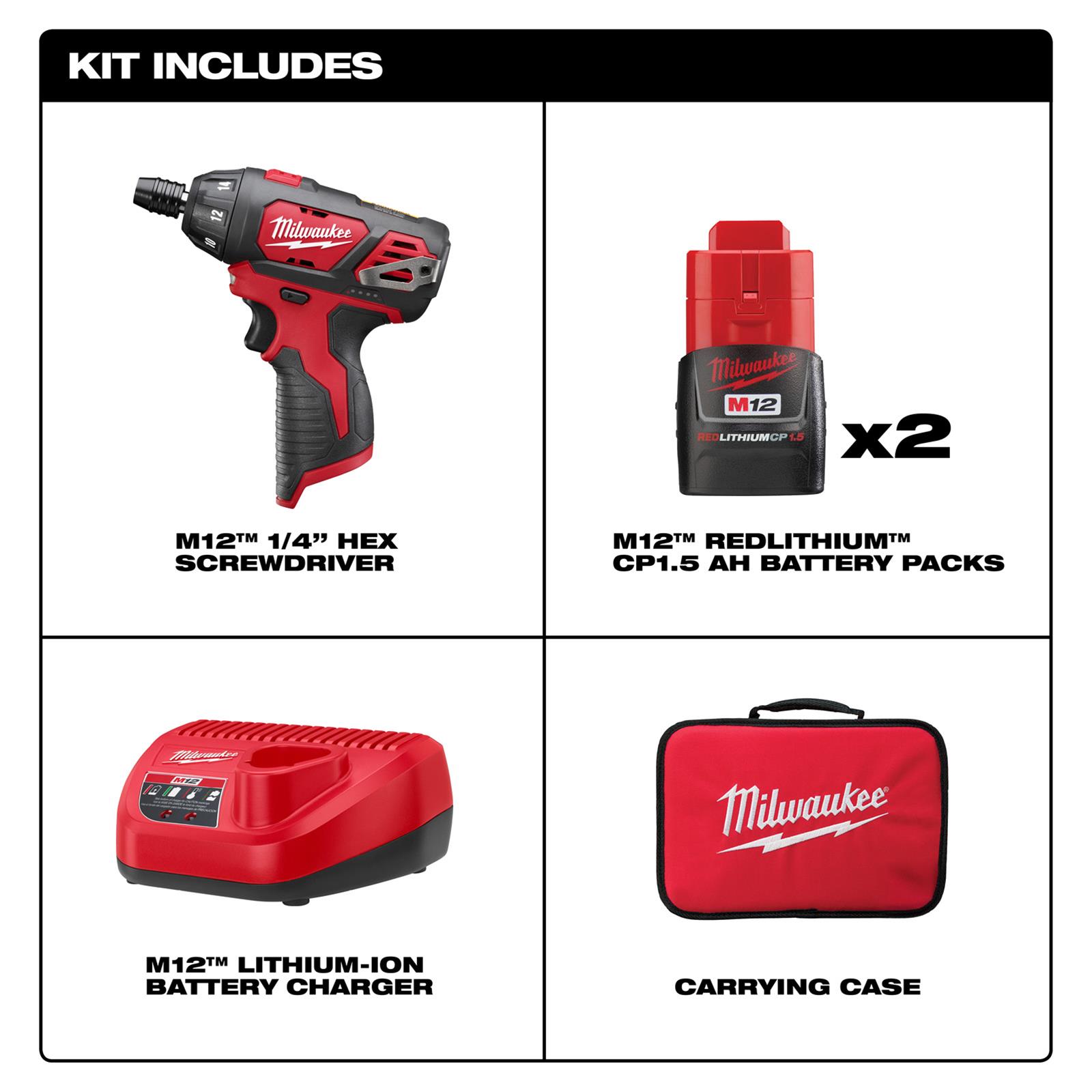 Milwaukee Tool 240122 Milwaukee M12 Cordless LithiumIon Screwdrivers Summit Racing